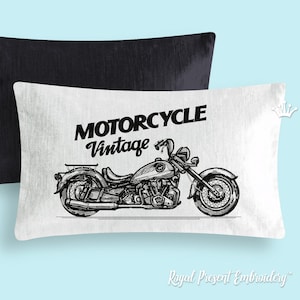 Vintage Motorcycle Large Machine Embroidery Design - 6 sizes