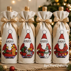 Santa Claus Machine Embroidery Designs Set, 4 Motifs, 4 Sizes, 5x7 to Mega Hoop