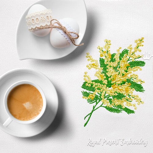 Spring Mimosa Machine Embroidery Design 2 Sizes Etsy