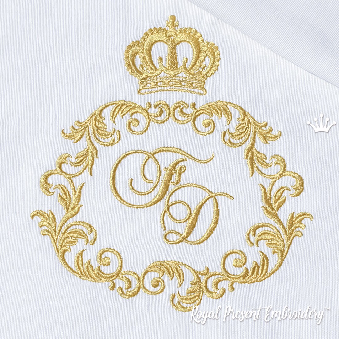 Classic Monogram Frame With Crown Machine Embroidery Design - Etsy Norway classic-monogram-frame-with-crown-machine-embroidery-design-etsy-norway
