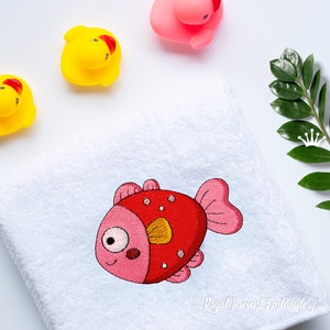 Cartoon-Meer-Fisch-Maschinenstickerei-Design - 2 Größen