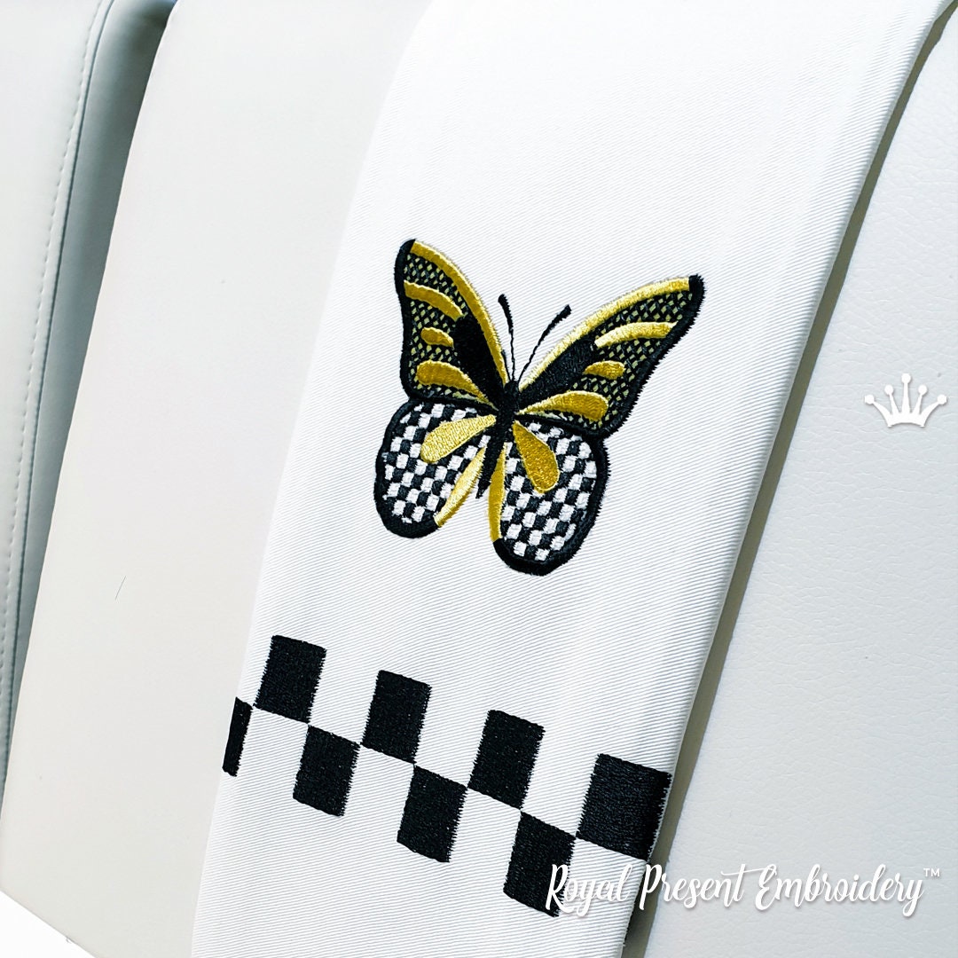 Checkered Butterfly Applique With Border Machine Embroidery - Etsy