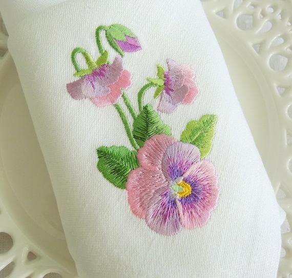 Machine Embroidery Design Pansies Flowers Etsy