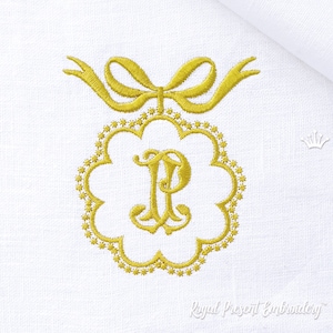 Frame with 3D bow Machine embroidery design