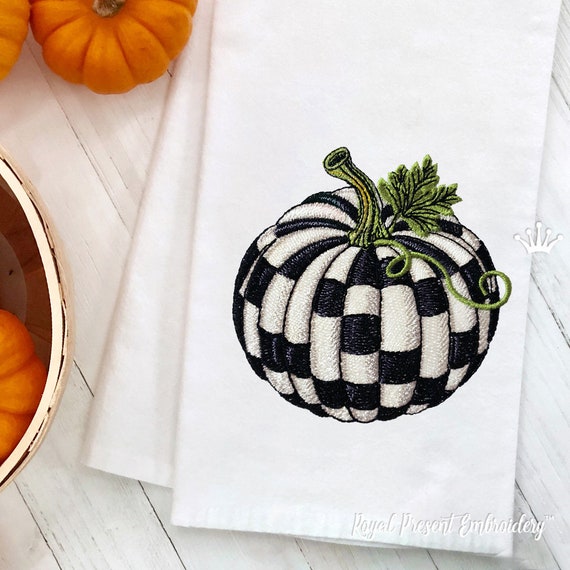 Checkered Pumpkin Embroidery Design for machine - 3 sizes