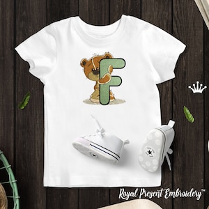 Ours en peluche lettre F Machine Broderie Design - 4 tailles