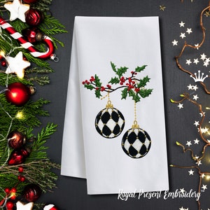 Bolas de Navidad a cuadros Diseño de bordado a máquina