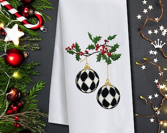 Checkered Christmas balls Machine embroidery design