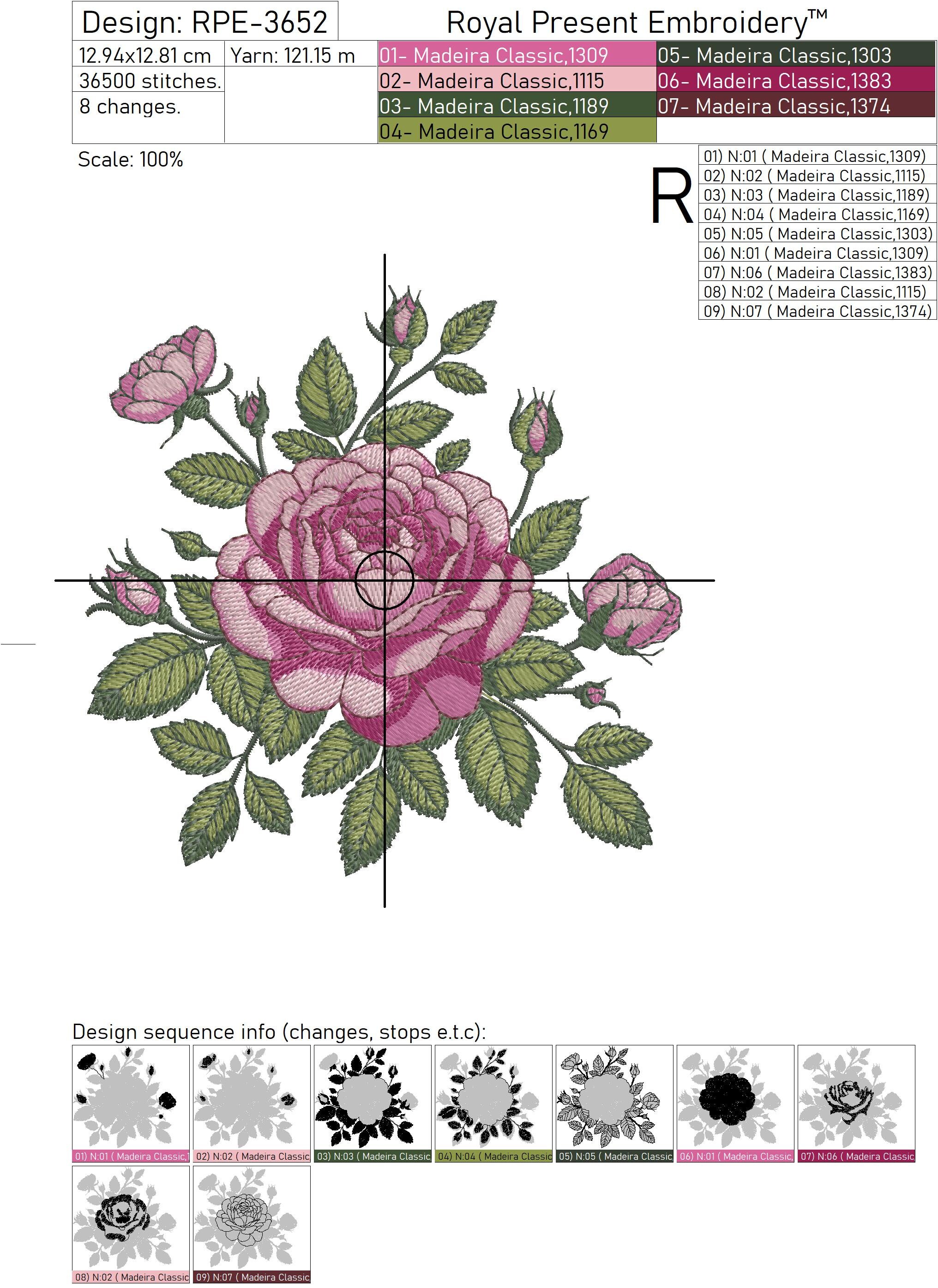 Machine Embroidery Rag Roses Traditional Roses Machine Embroidery Design - 4 Sizes - Etsy