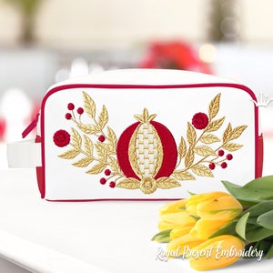 Jacobean Pomegranate border Machine Embroidery Pattern - 2 sizes