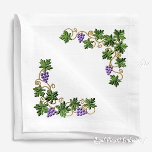 Grape Corners Machine Embroidery Designs - 6 sizes