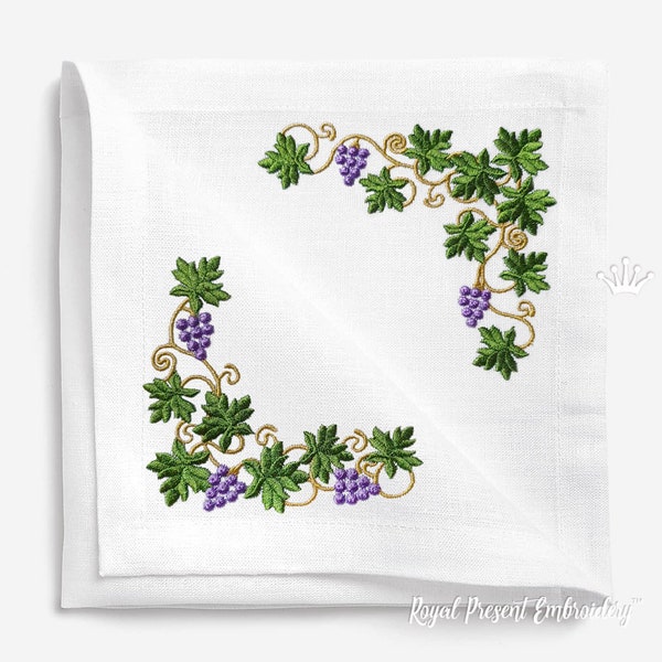 Grape Corners Machine Embroidery Designs - 6 tailles