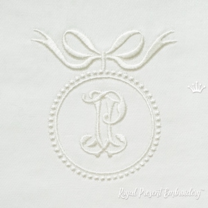 3D round frame with a bow Machine embroidery design