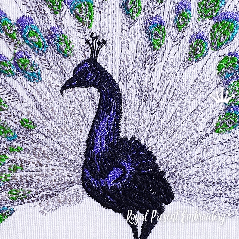 Peacock for Mega Hoop Machine Embroidery Design 2 Sizes Etsy