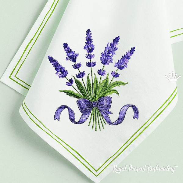 Lavender bouquet with bow Machine Embroidery Design - 4 sizes