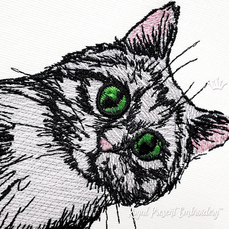 AC 035 Cat sphinx with flowers, 5*7, 6*8 - Machine Embroidery Design Machine emb