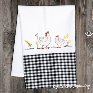 Two Hens Machine Embroidery Design - 2 sizes