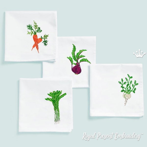 Légumes Ensemble de 4 dessins de broderie à la machine