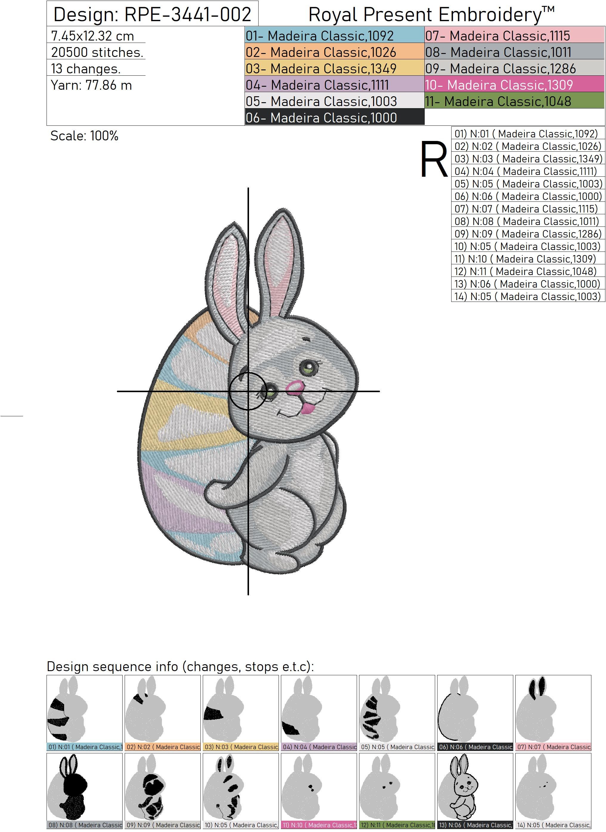 Bunny With Easter Egg Machine Embroidery Design - 4 Sizes - Etsy
