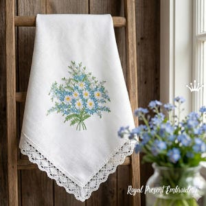 ヒナギクとワスレナグサの機械刺繍デザイン3点セット