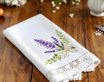 Lavender Provence corner with a bow Machine Embroidery Design - 4 sizes
