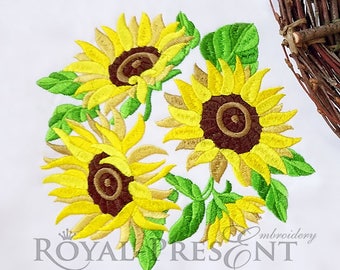 Machine Embroidery Design Sunflowers bouquet - 3 sizes