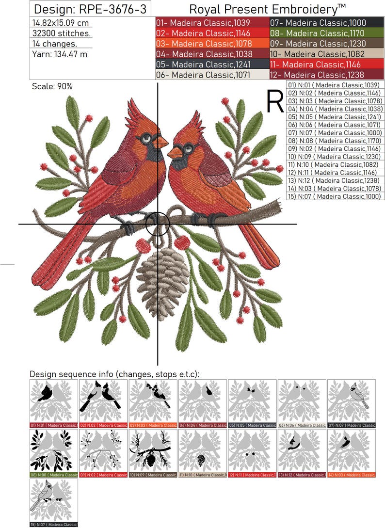 Christmas Cardinals Machine Embroidery Design - 4 Sizes - Etsy