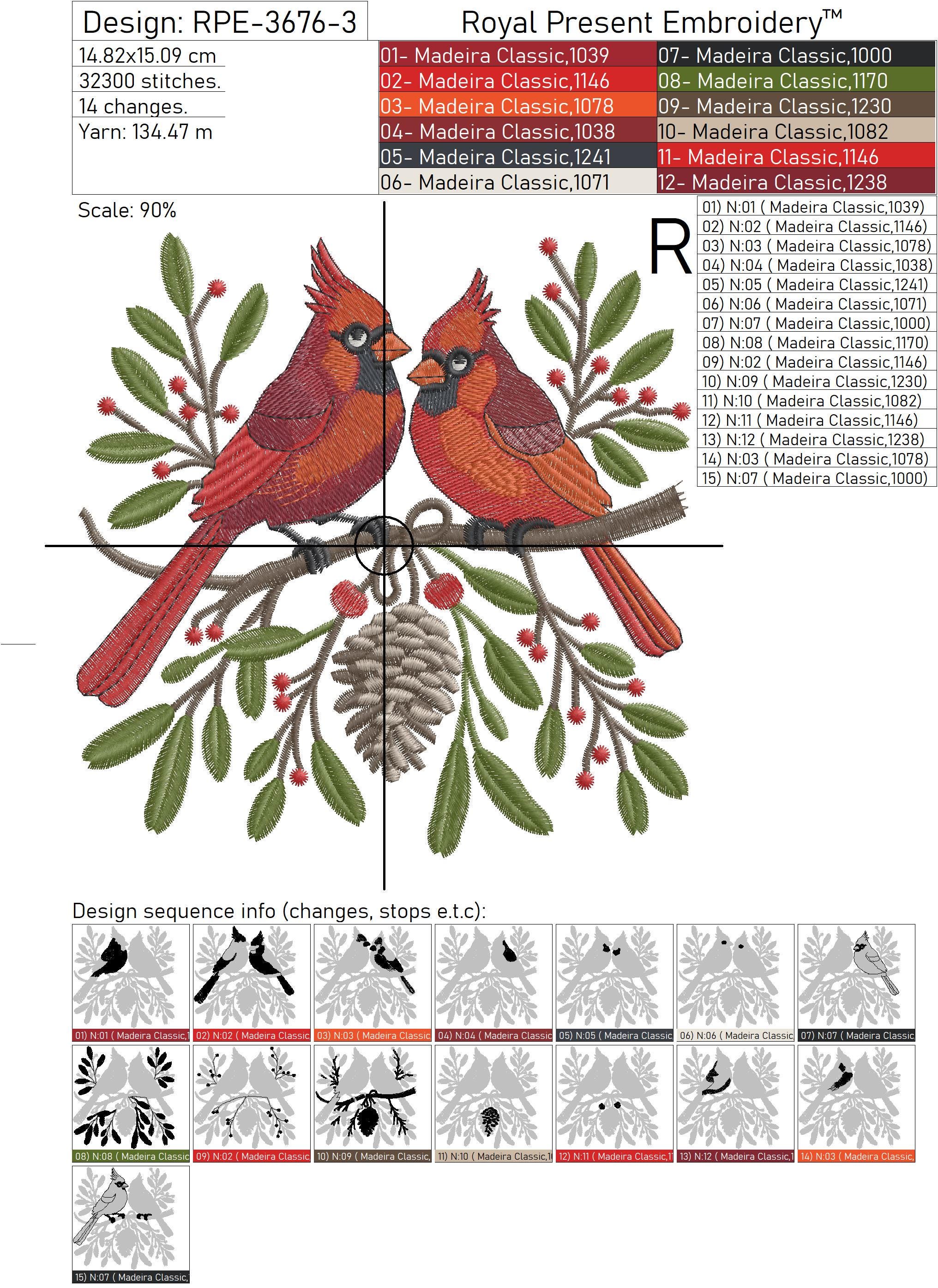 Cardinal Machine Design Christmas Cardinals Machine Embroidery Design - 4 Sizes - Etsy
