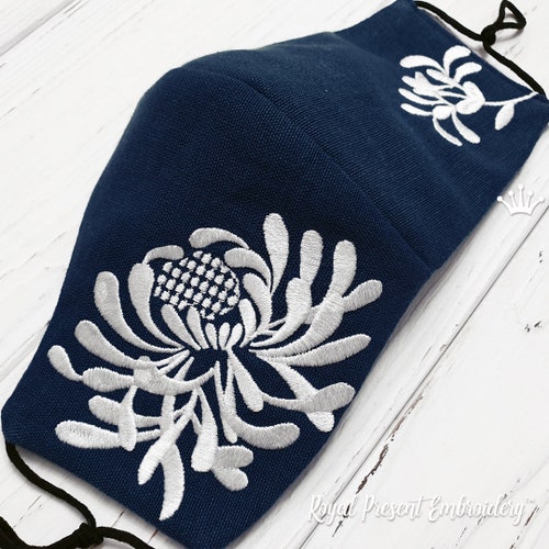 Cat and Butterflies Face Mask Machine Embroidery Design Etsy