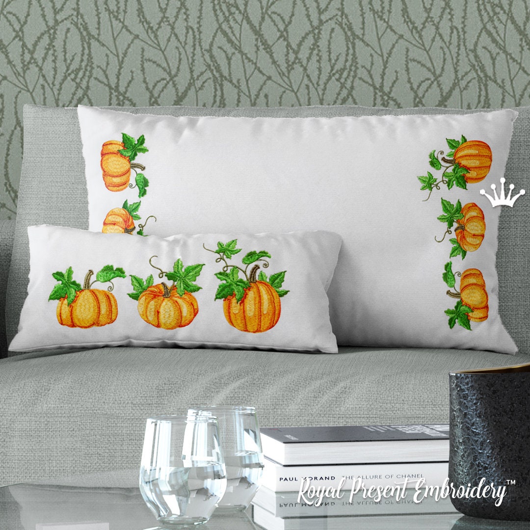 Three Pumpkins Machine Embroidery Designs 3 Sizes 
