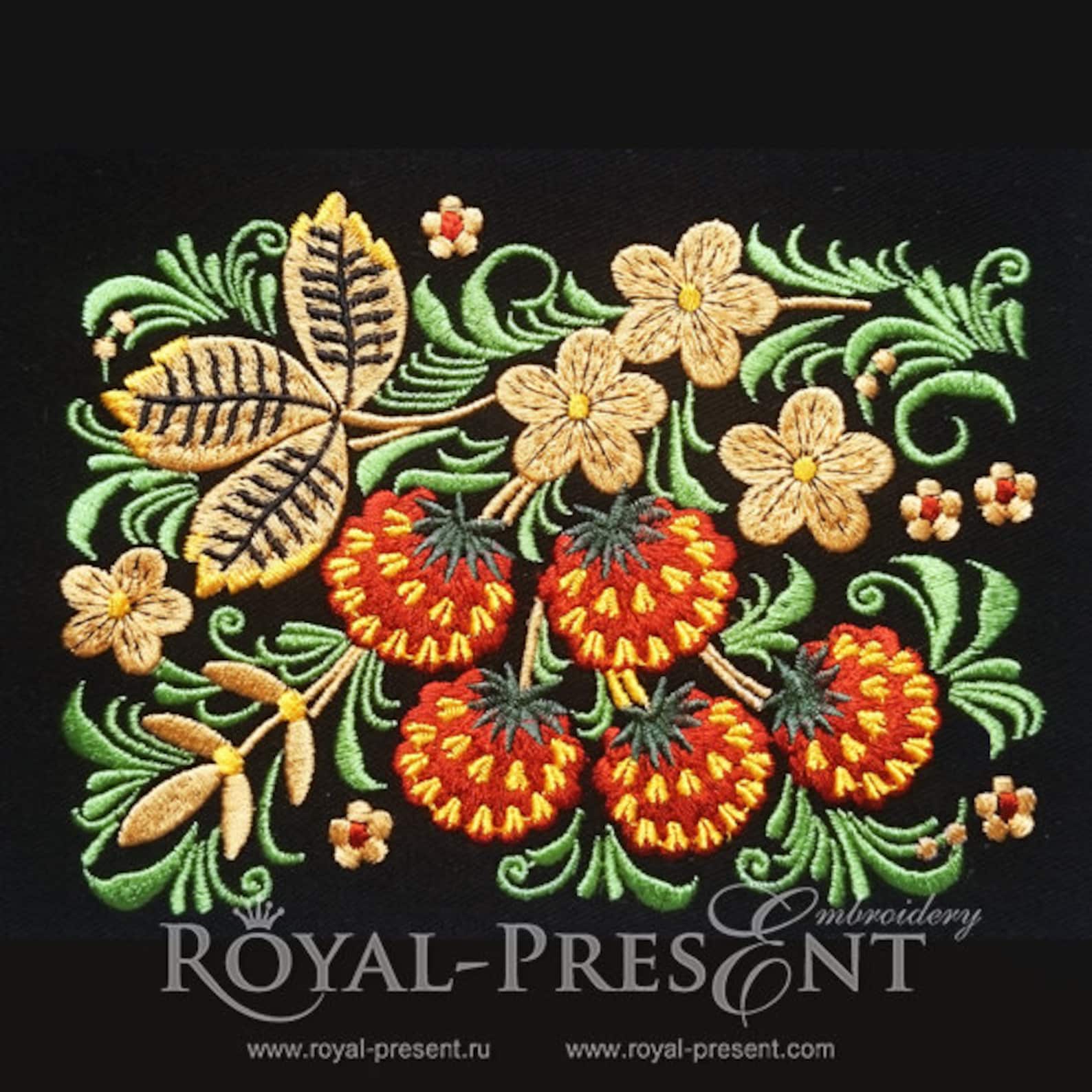 Machine Embroidery Design Russian Folk Strawberries Etsy