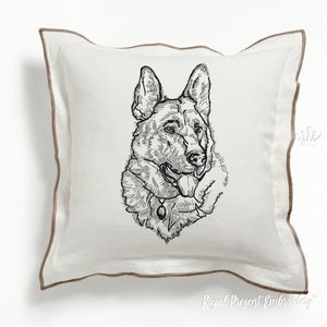 German Shepherd Sketch Mega Machine Embroidery Design - 3 sizes