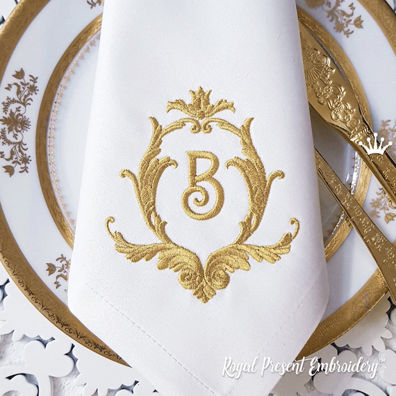 Floral Monogram Frame Machine Embroidery Design 2 Sizes Etsy