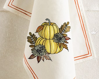 Pumpkins and Fall Leaves Machine Embroidery Design - 3 sizes