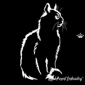 Sitting Cat Outline Machine Embroidery Design - 4 sizes