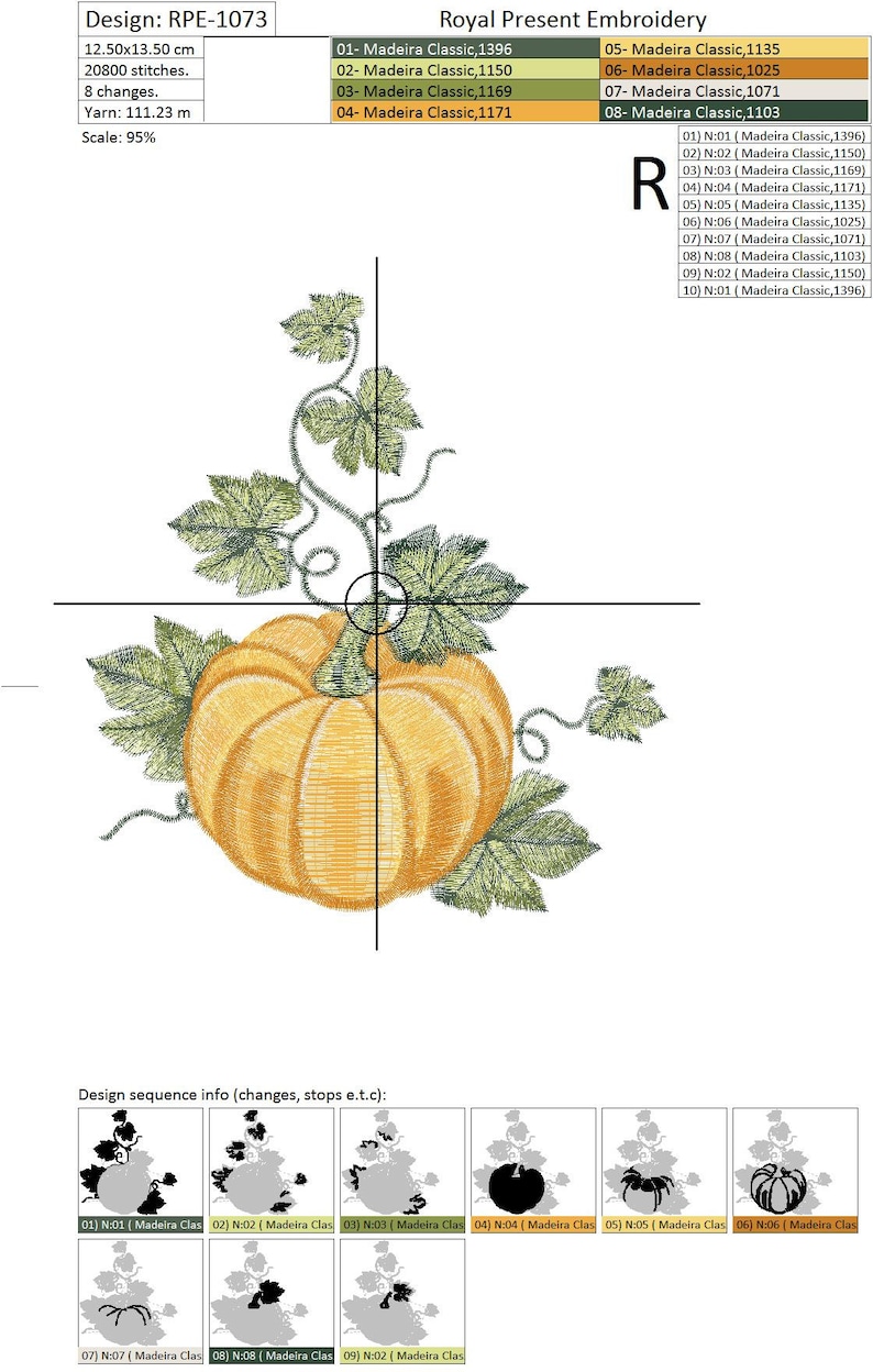 Machine Embroidery Design Elegant Pumpkin image 2