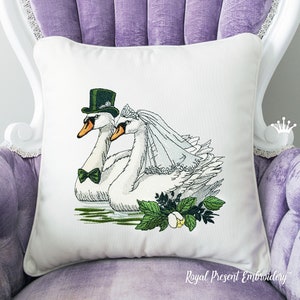 Wedding Swans machine embroidery design - 5 sizes