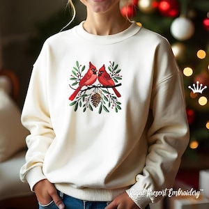 Weihnachtskardinäle Maschinenstickerei Design - 4 Größen