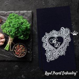 Blank Monogram heart Machine Embroidery Design - 2 sizes