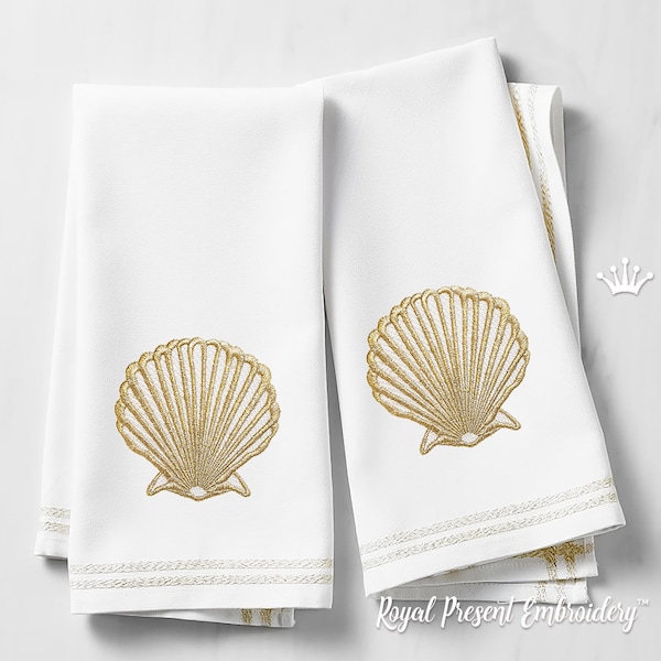 Scallop Seashell Machine Embroidery Design - 4 sizes