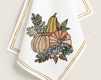 Pumpkins and autumn leaves Machine Embroidery Design - 3 sizes