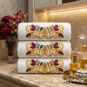 Border with Golden Scrolls and Leaves machine embroidery design - 4 sizes