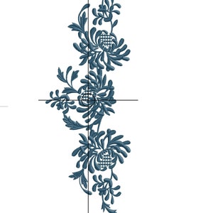 May include: An embroidered design featuring a floral pattern with intricate details. The design is in shades of teal and includes text that reads "Royal Present Embroidery" and "Design: RPE-2593". The design measures 10.20x27.83 cm.
