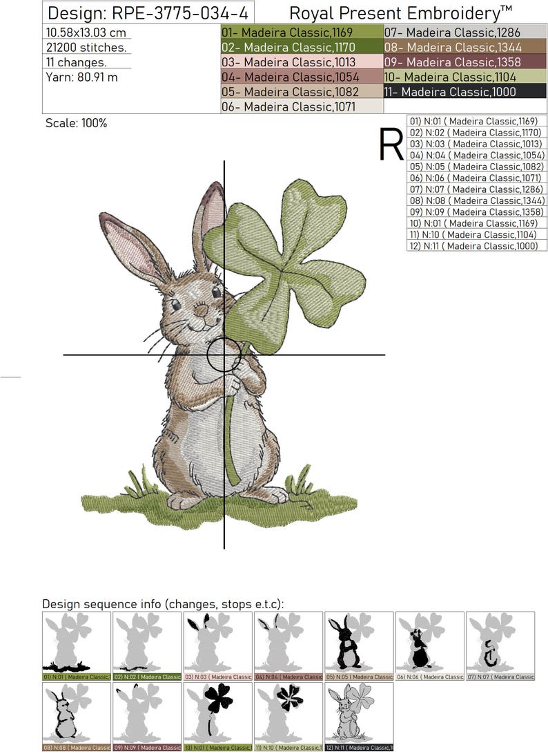 Shamrock Rabbit Cute Rabbit With Shamrock Machine Embroidery Design - 4 Sizes - Etsy