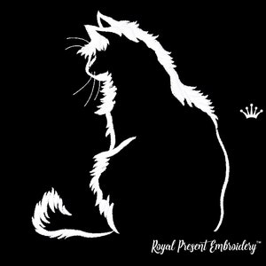 Monochrome Cat Machine Embroidery Design - 5 sizes