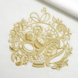 Lace Easter basket Machine Embroidery Design