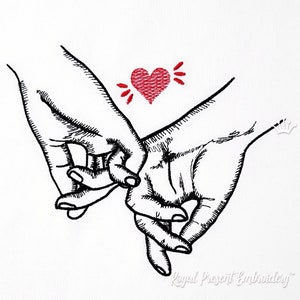 Couple in love hold hands Embroidery Design - 4 sizes