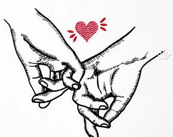 Couple in love hold hands Embroidery Design - 4 sizes