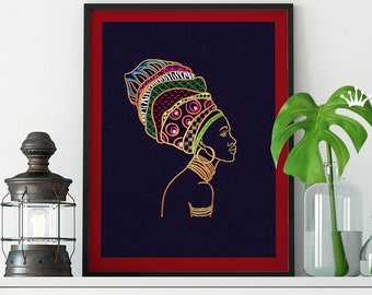 African Woman machine embroidery design - 6 sizes
