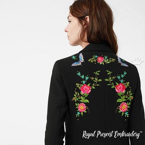 Set of Machine Embroidery Designs With Roses and Butterflies - 3 in 1